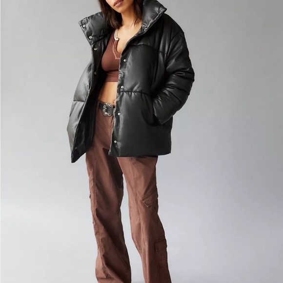 Avec les files oversized  Faux leather puffer Coat - Picture 4 of 5